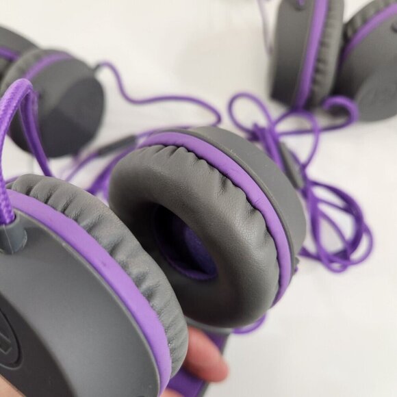 JLab Audio JBuddies Over Ear Headphones Purple Gray Lot of 4 TESTED WORKING - Picture 7 of 11
